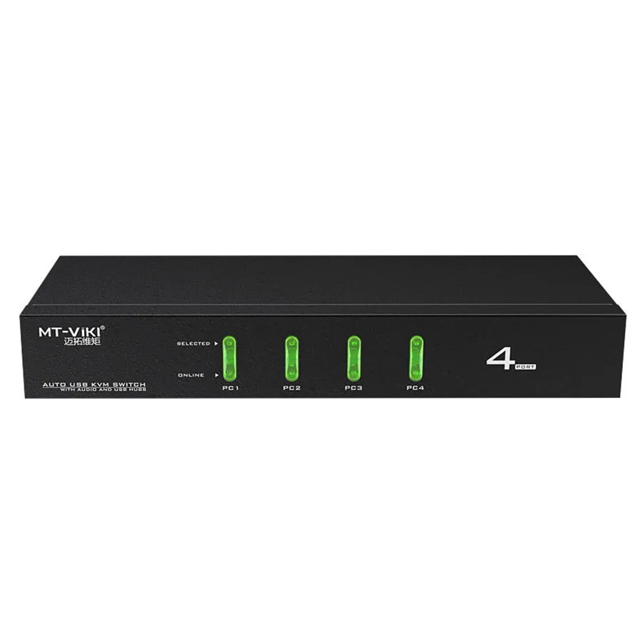 

MT-VIKI 4 PORT USB2.0 VGA KVM Switch with Audio Stero support external USB devices with professional KVM cable MT-0401VK