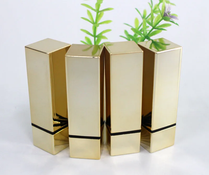 100pcs empty high grade square shiny golden lipstick tube inner cup dia 12 1 mm suitable
