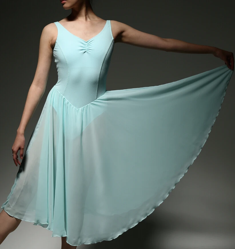 mesh dress adult ballet dance leotard V collar backless in Ballet from