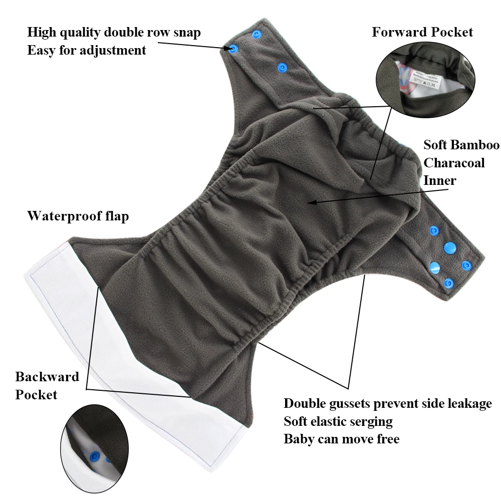 Все-в-двух AI2 водонепроницаемый PUL одежда подгузник крышка две застежки подгузники детские подгузники водяные бамбуковые угольная ткань