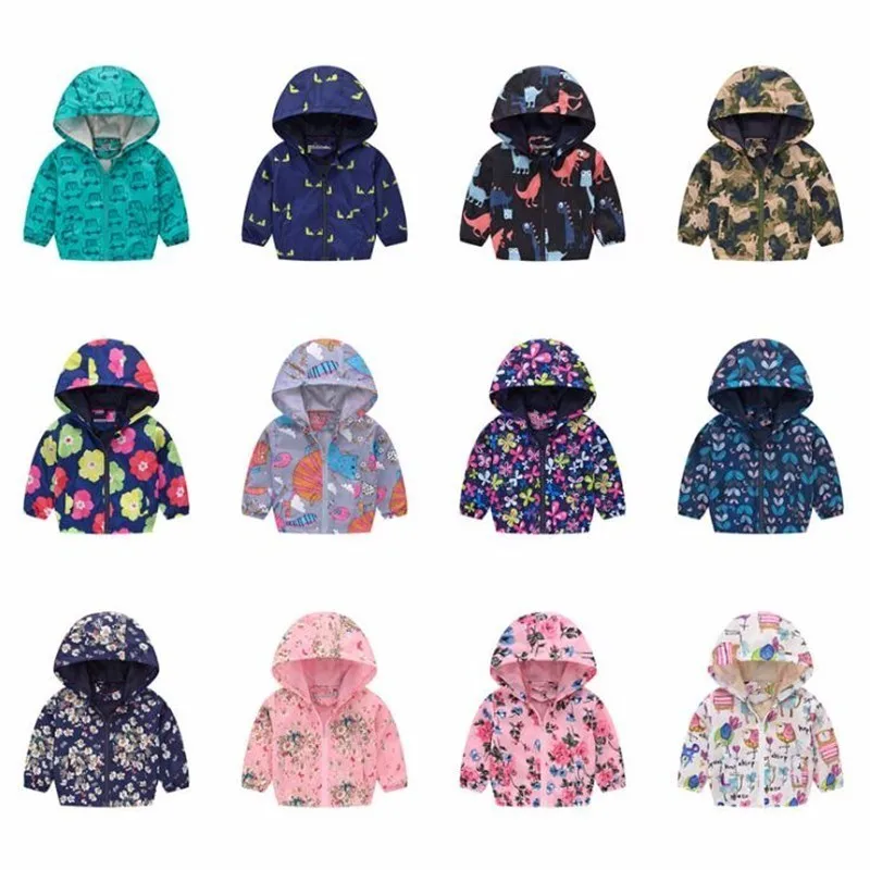 

LILIGIRL Baby Girls Hooded Jackets and Boys Cartoon Print Windbreaker New Kids Waterproof Coat for Children Tops Clothes Jacket
