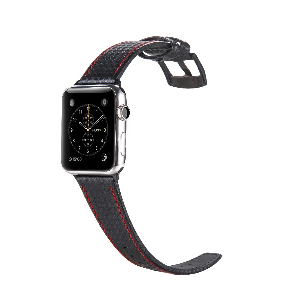 Кожа углерода пайки часы ремешок для Apple Watch 44/42/40/38 мм модные спортивные выбивает ремешок с узором для Iwatch серии 4/3/2/1