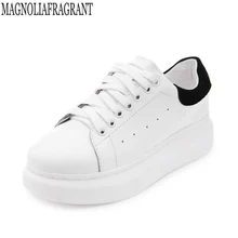 Новинка года; сезон весна-осень; дышащие удобные туфли; женская обувь на плоской подошве из мягкой кожи; модная женская Повседневная Брендовая обувь белого цвета; k275