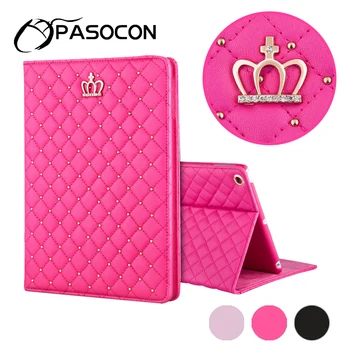 

For 9.7 inch ipad 234 Fashion Flip Crown Grid Smart Case Protective new ipad 2018 Multi-angle Stand Case air 2 Cover