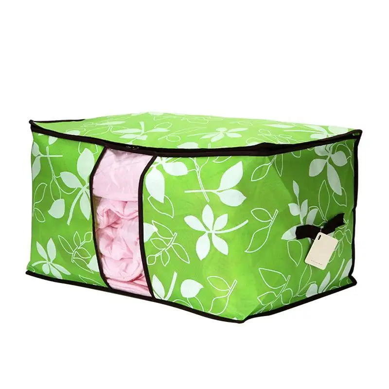 Складная прозрачная стеганая сумка для хранения с цветочным принтом портативная организация - Цвет: Зеленый