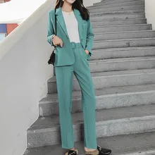 Women's suit pantsuit Office long sleeve suit jacket female Slim trouser suit Ladies jacket set 2019 autumn new