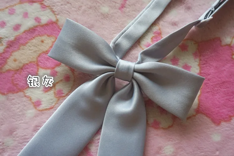 Милый женский однотонный Британский Японский Школьный костюм для девочек JK, длинный галстук-бабочка, студенческий галстук, косплей, Лолита, 10 цветов - Цвет: Серый