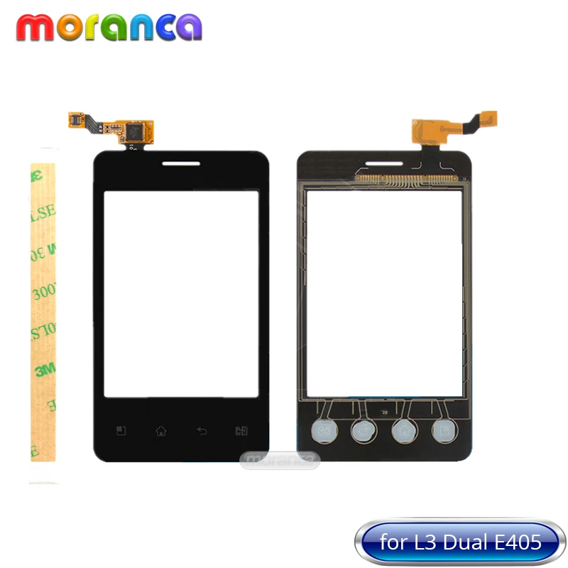 

3.2'' Screen for LG Optimus L3 E405 Dual Touch Screen Digitizer Front Glass Sensor Lens Panel Touchscreen Black White + 3M Tape