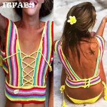 Hirigin Новая женская летняя одежда Радужный трикотажный бюстгальтер купальники, пляжная одежда бикини женские топы