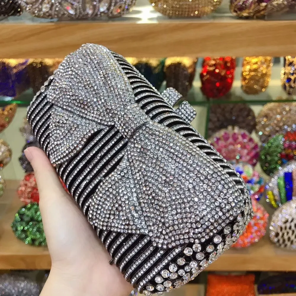 Красные/синие бриллиантовые металлические сумочки и Minaudiere женские открытые с