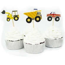 24 шт. кексы торт десерт вставленные карты Prod с автомобилем трактор шаблон торт украшение карты Дети День рождения украшения