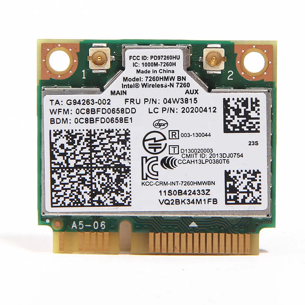 Беспроводной адаптер для IBM Lenovo Thinkpad Intel N 7260 7260HMW BN 300 Мбит/с Wifi Bluetooth BT4.0 Mini PCI-E Wlan