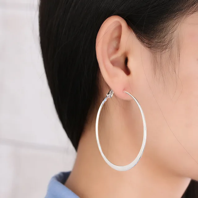 3 Pairs Set Clic Silver Hoop Earrings Smooth Circle Round 3 Pairs Set Clic Silver Hoop Earrings Smooth Circle Round Earring For Women S