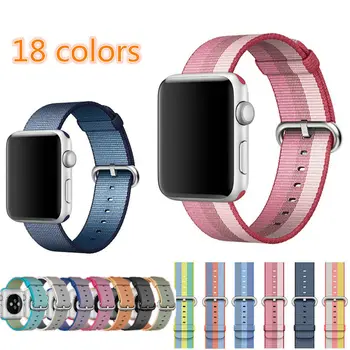 

2017 new band for apple watch series 1 2 3 woven nylon band fabric-like feel strap for iWatch colorful pattern classic buckle