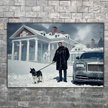 Drake And Dog Snow Hip Hop Rap Music Star арт, постер, принт, домашний декор на стену 8x12 12x18 24x36