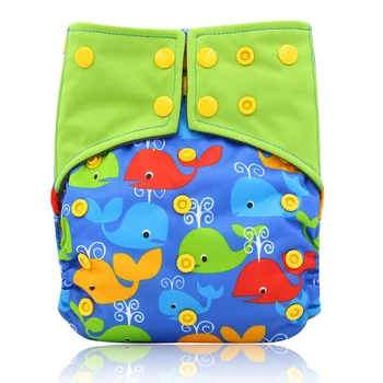 

Waterproof Diaper Pul Cover All-in-two AI2 Cloth Diapers Baby Reusable Nappies Printed Pocket Diaper Cover with Double Gussets