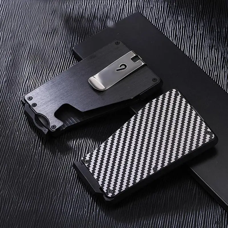 

Anti-magnetic Card Aluminum Bank Credit Name Id Card Holder Slim Carbon Fiber Credit Metal Wallet Purse Card Storage Case