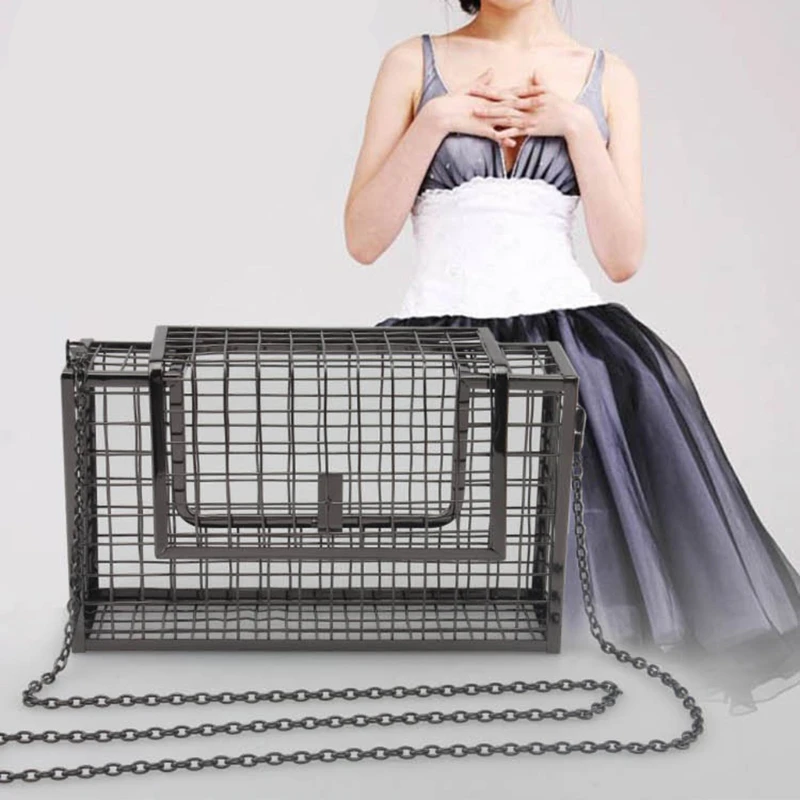 2018 Metal Hollow Women's Shoulder Crossbody Bags Evening Bag Luxury Lady Bags Cage Fashion Handbag Clutch THINKTHENDO
