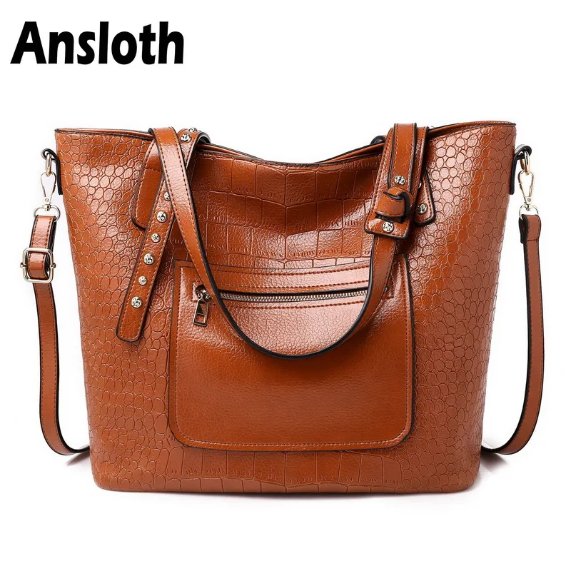 Ansloth модный бренд дизайн для женщин s сумки Классический крокодил узор искусственная кожа Сумка повседневное сумки через плечо HPS222