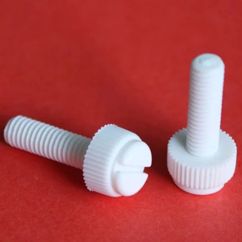 M6 M8 PP Slotted Knurled Screw Plastic Slot Thumb Screws Length White