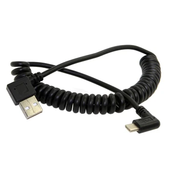 

Jimier USB-C USB 3.1 Type-C to Right Angled 90 Degree USB 2.0 Stretch Data Cable for Tablet & Mobile Phone 100CM