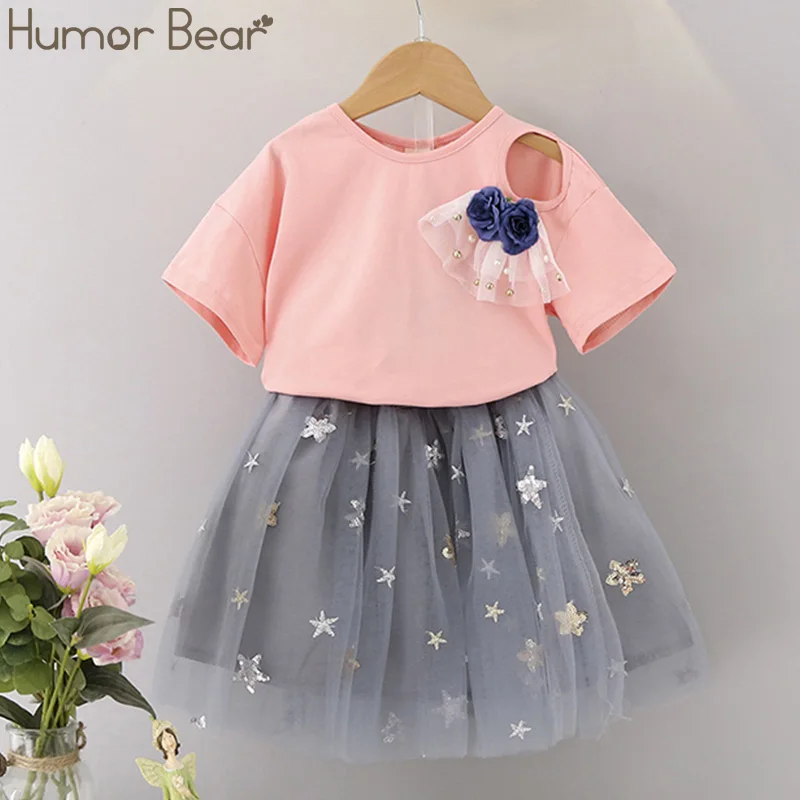 BL1107I Humor bear/комплект одежды для маленьких девочек г. Новая брендовая летняя одежда для маленьких девочек с принтом со звездой, футболка Топы+ юбка-штаны с поясом, От 2 до 6 лет - Цвет: BL1107I