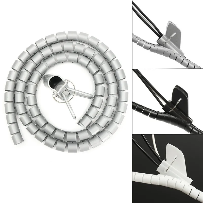 1M 15mm Cable Tidy Kit Spiral Wrap Cable with Wrap Tool Spiral Office Home High