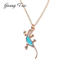 N137 Gecko collares y colgantes rosa azul colgante collar Nueva joyería de moda para mujer chica declaración Collar para regalo Collier(China)