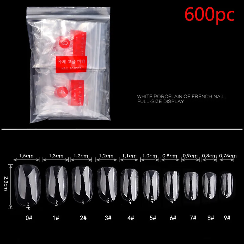 

Health and Beauty 600Pcs Clear White Natural False Acrylic Nail Art Tips UV Gel Utility