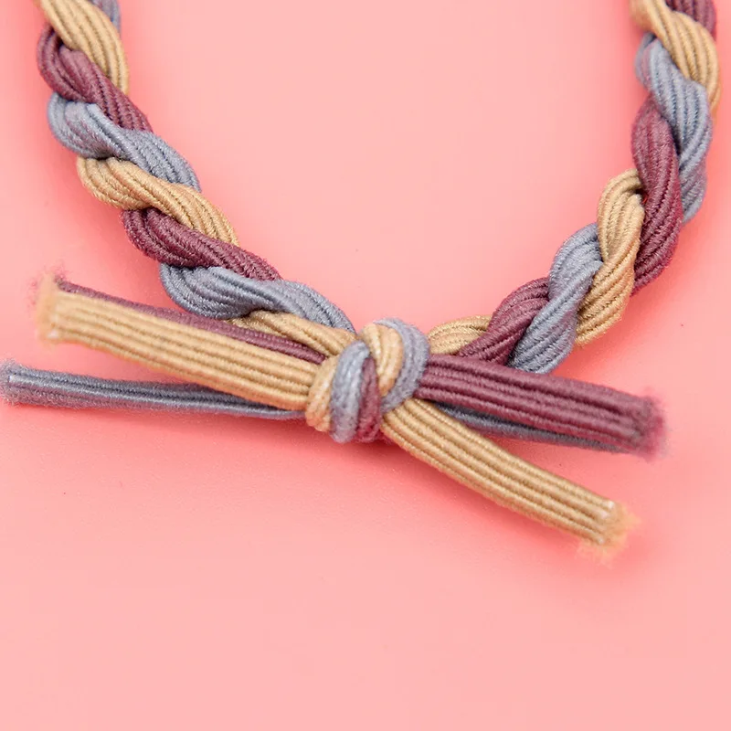 South Korea's simple plain woven knotted hair rope color matching ring leather bold tied hair rope hair accessories headdress
