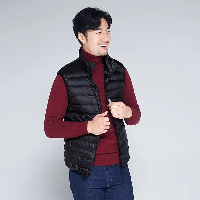 DAVYDAISY New Autumn Winter Man Waistcoat Ultralight Stand Collar Duck Down Padded Warm Vest Men Sleeveless Coat DCT-268