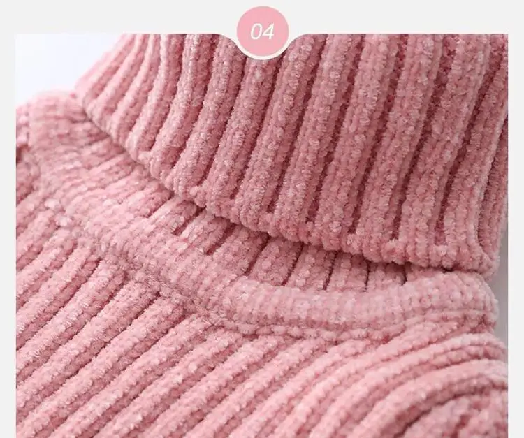 Зимние детские хлопковые теплые вязаные пуловеры для мальчиков и девочек толстые Однотонный свитер для маленьких мальчиков девочек Высокий воротник трикотаж Q227