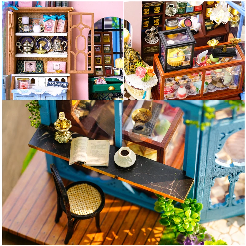  Cutebee DIY House Miniature with Furniture LED Music Dust Cover Model Building Blocks Toys for Chil - 33025146047