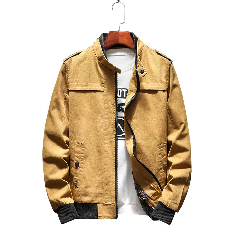 

Spring Mens Casual Jacket Men Solid Coat line Thin Windbreaker Coats Khaki Black New 2018 Plus Size XXXL 4XL