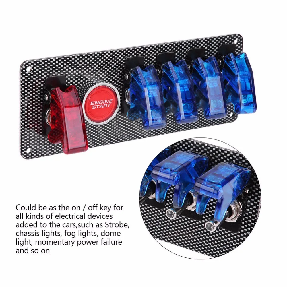 Racing Car LED Toggle Ignition Switch Panel Engine Start Push Button 12V222