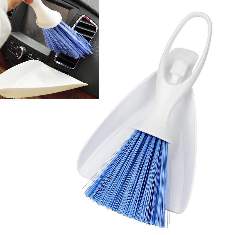 Dust Brush Scoop Panel Dashborad Useful Air Outlet Vent Car Cleaning Brush Dustpan Cleaning Tools Kits
