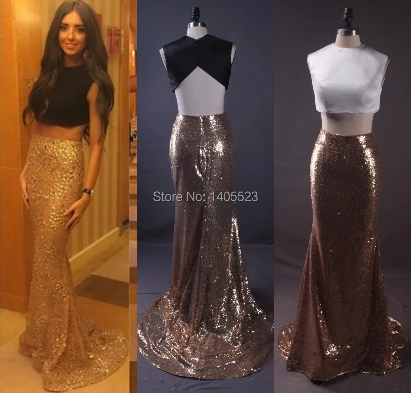 2 piece trumpet prom dress