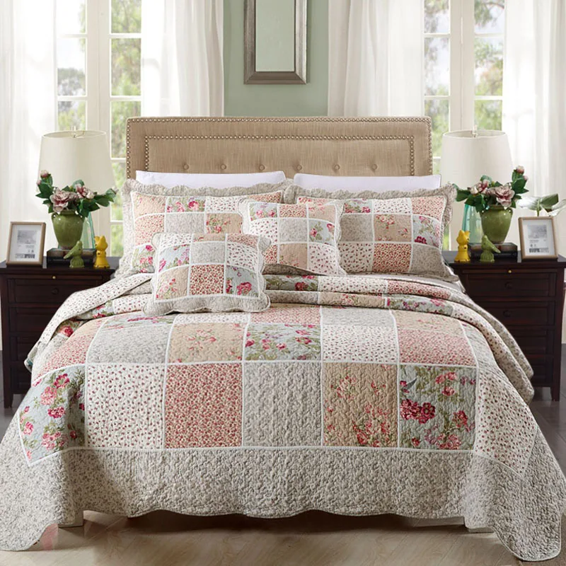 Quality Korea Patchwork Bedspread Quilt Set 3pc 4pc Bedding Wash