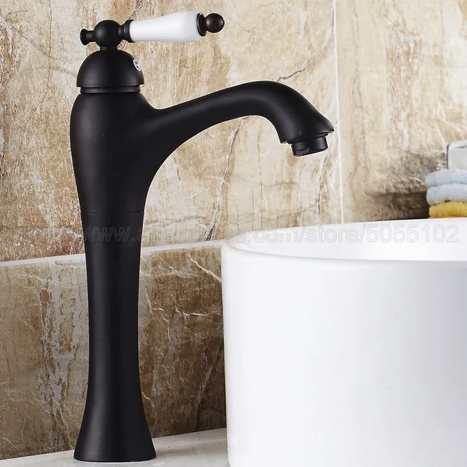 Oil Rubbed Bronze Bathroom Sink Basin Faucet Single Ceramic Handle Single Hole Deck Mounted basin tap znf551