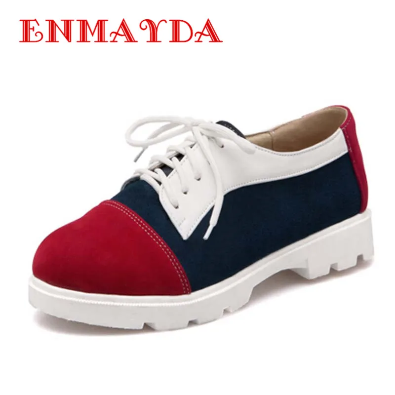 

ENMAYDA New arrival  shoes women Spring summer Women Flats Lace up Platform Flats fashion ladies flat shoes Hot sale