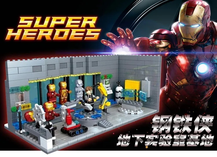 LEGOing Super Heroes Iron Man Underground Laboratory Base Mark Armor Set 503pcs SY305 Block Legoing Marvel Avengers Infinity War