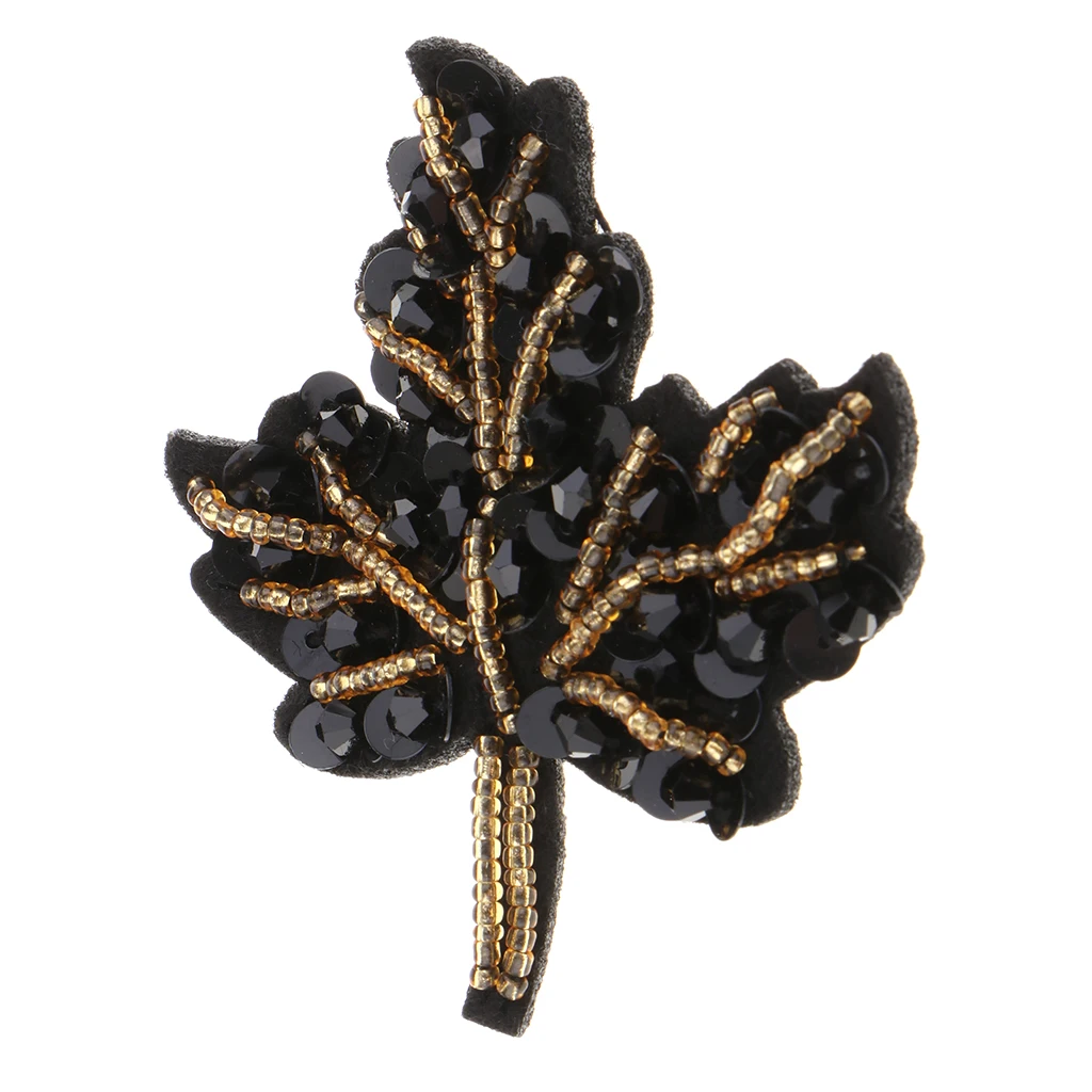Embroidery Sequined Maple Leaf Patches for Jeans Jackets Clothing Stitching DIY Art Crafts, 7 Colors