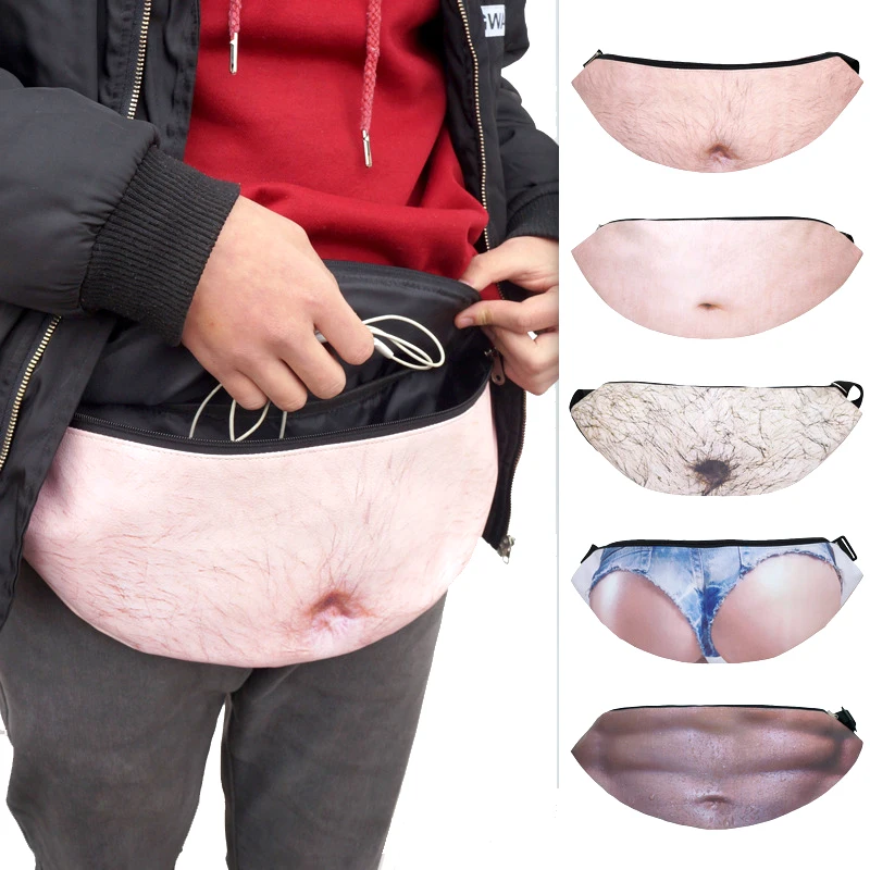 

Creative explosion belly waist pocket Anti-harassment simulation beer belly pocket fashional belly bag