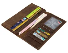 Brown Genuine Color Leather Men Wallets Cowhide Mens Coin Purse Crazy Horse Leather Wallet Men Card Holder #MD-J8100
