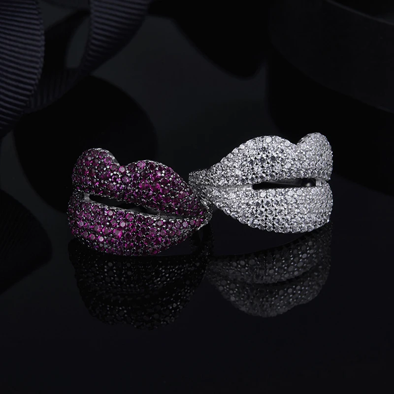 

Red Lips Ring Yao Chen with 925 Sterling Silver Inlaid Zircon Jewelry Fits Moroccan Jewelry with Women's Party Gifts