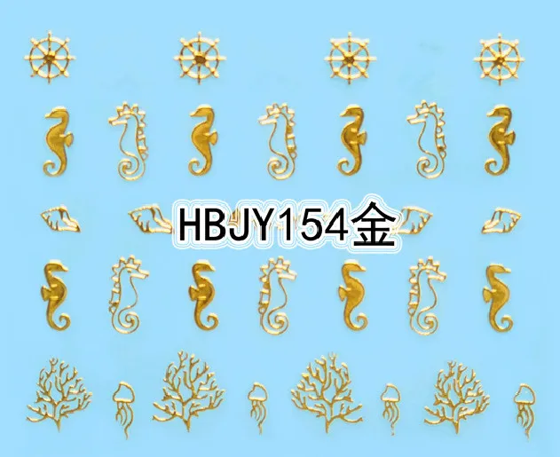 HBJY154 1 шт., золотые кружева, этнические 3D дизайны, наклейки для ногтей, наклейки для ногтей, инструменты для украшения маникюра, сделай сам, советы для украшения, модные аксессуары - Цвет: HBJY154
