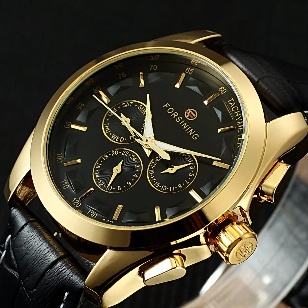 

Men Watches Fashion Casual Leather Band Luminous Needles Automatic Mechanical Watches Relogio Masculino