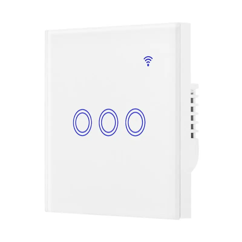 AC 100-250V 2000W 2,4G, Wi-Fi, сенсорный настенный выключатель света Панель 1/2/3 приложение Управление светодиодный вентилятор с лампами умный переключатель - Комплект: 3