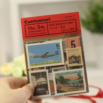 

4Sheets/Pack Retro Midori Travelers Notebook 5 Vintage Travel Stamps Stickers 4 Design Sheets DIY Multifunction H0132