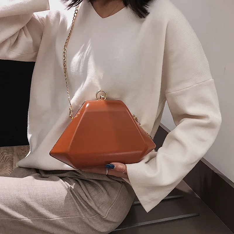 

Women Yellow Color Metal Ring Handle Shoulder Bag New Fashion Summer Box Shape Women Handbag Crossbody Bag Flap Wholesale C154